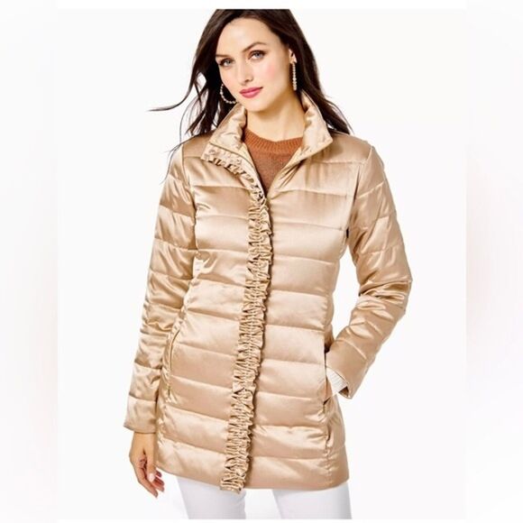 Lilly Pulitzer Jacket Doria Down Puffer Gold Metallic Size 2 - Picture 2 of 14